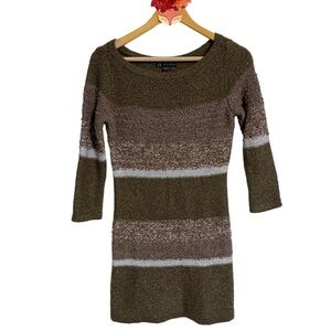 Armani Exchange sweater dress bodycon brown taupe mohair wool metallic small